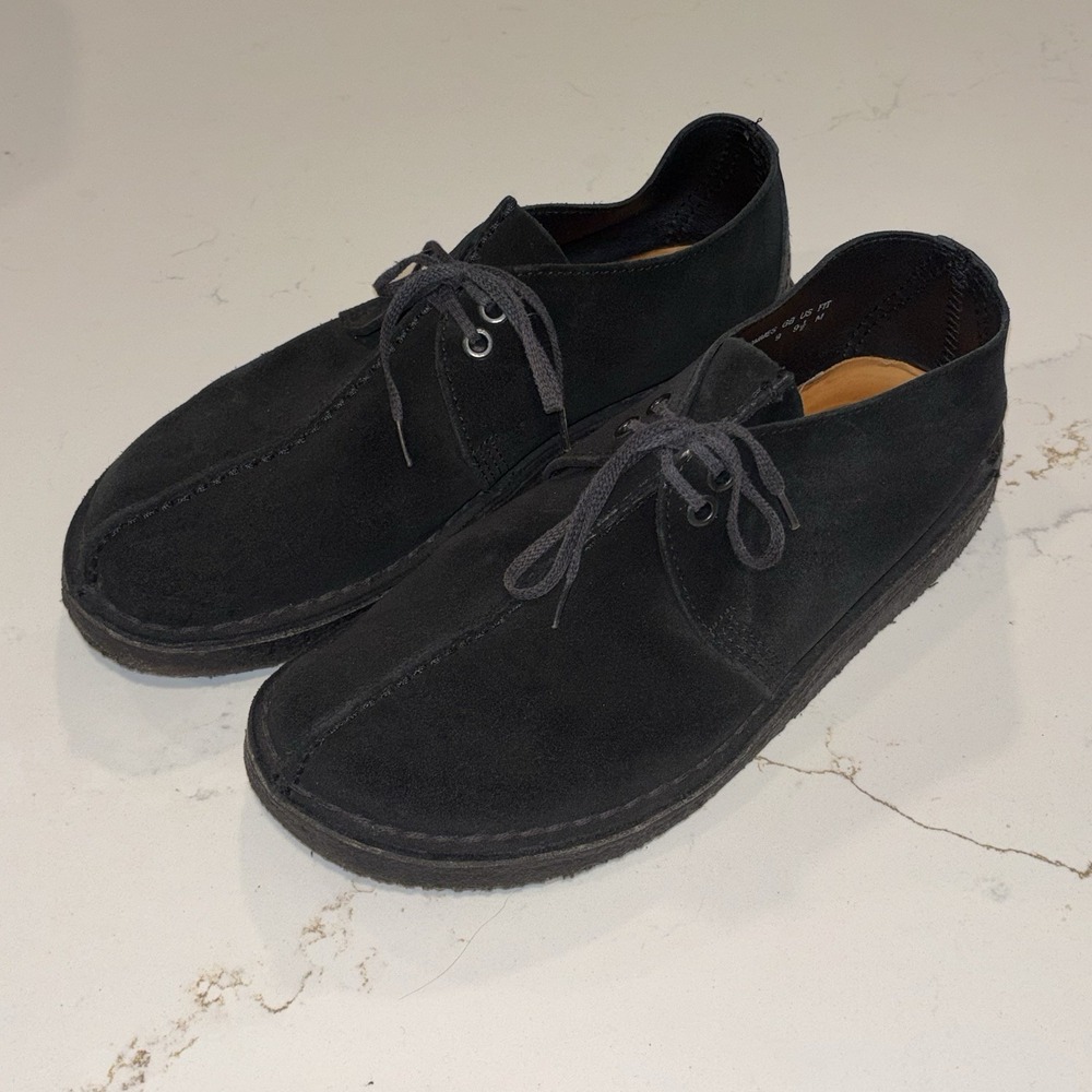 CLARKS Originals Men's 9.5 M Black Suede Desert Trek Oxford Lace Up